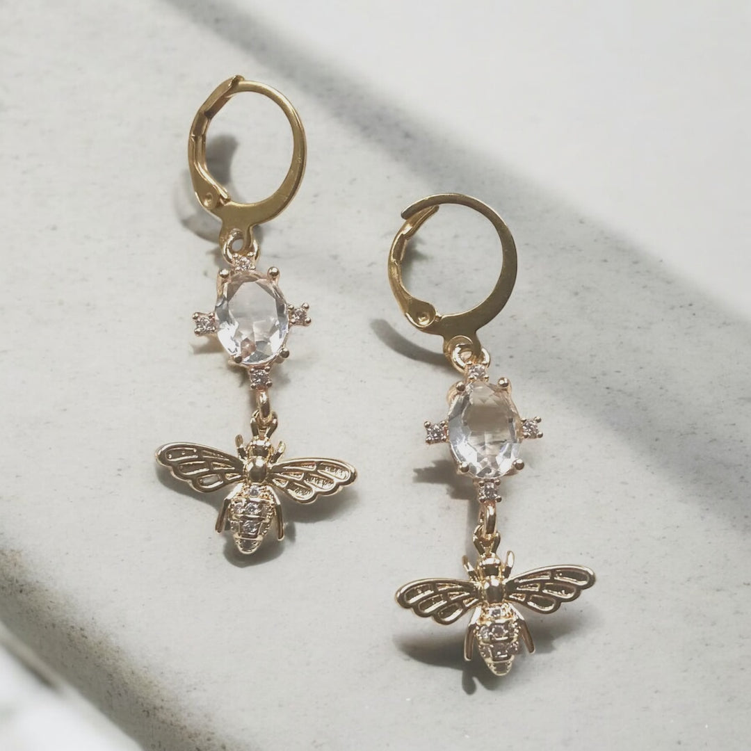 CZ Bee Earrings