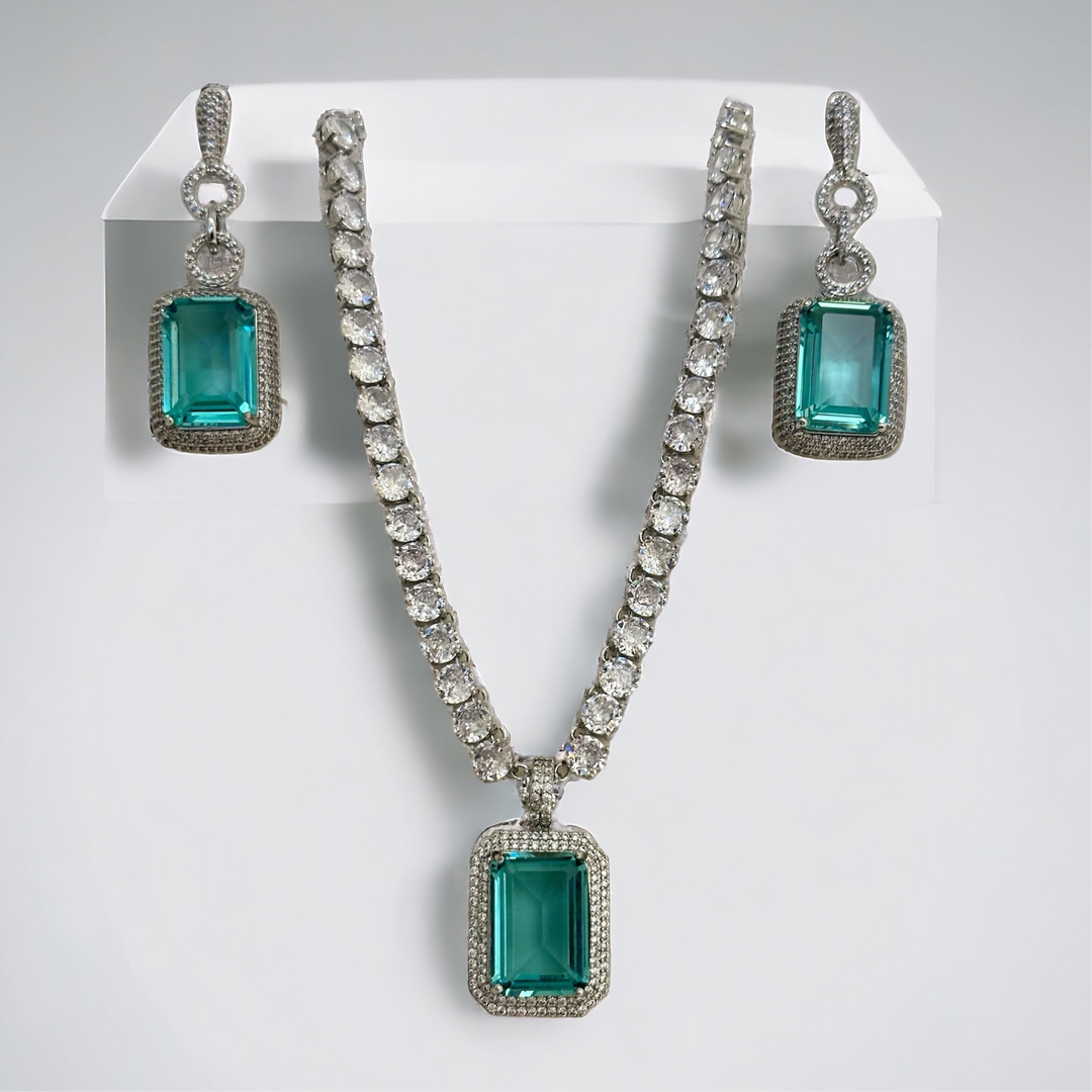 Emerald Tennis Necklace Set