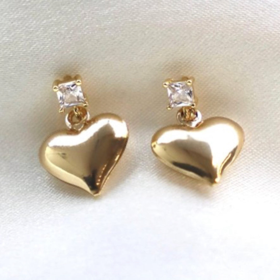 CZ Puff Heart Stud