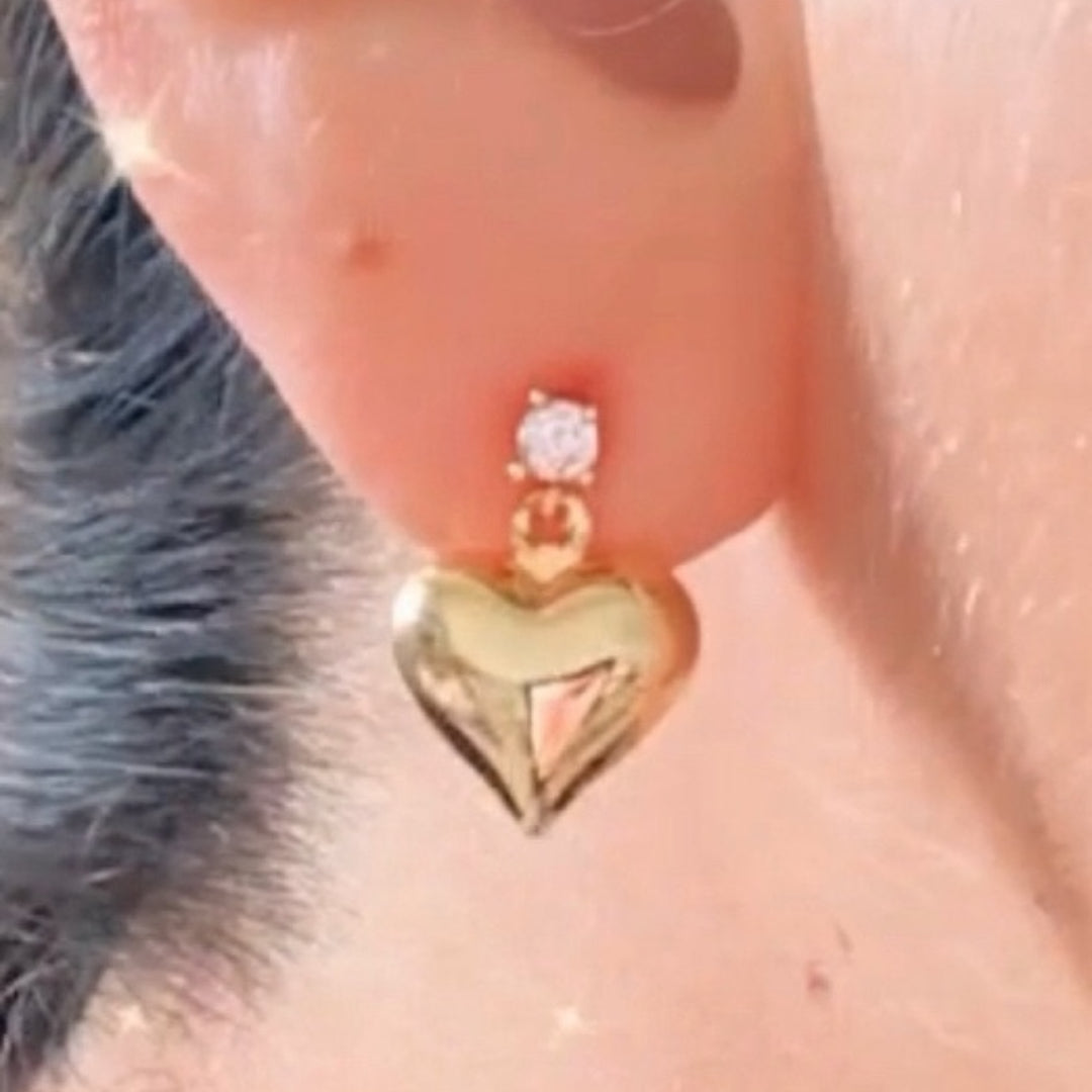 CZ Puff Heart Stud