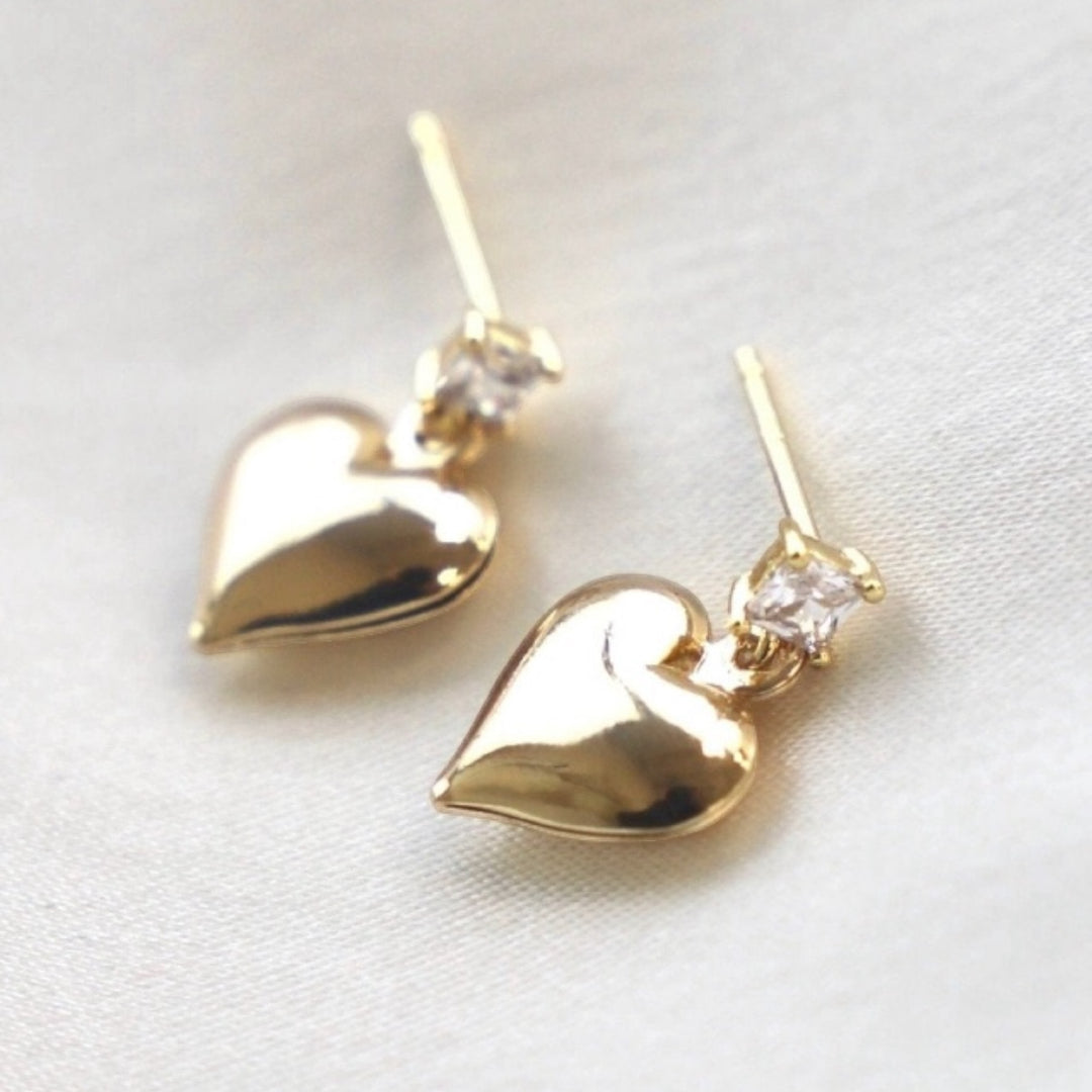 CZ Puff Heart Stud