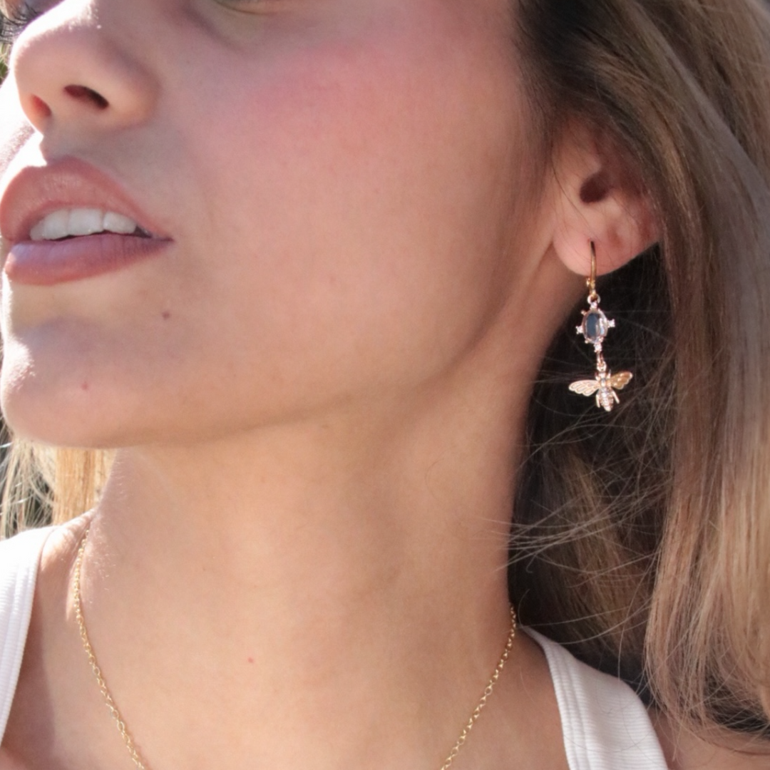 CZ Bee Earrings