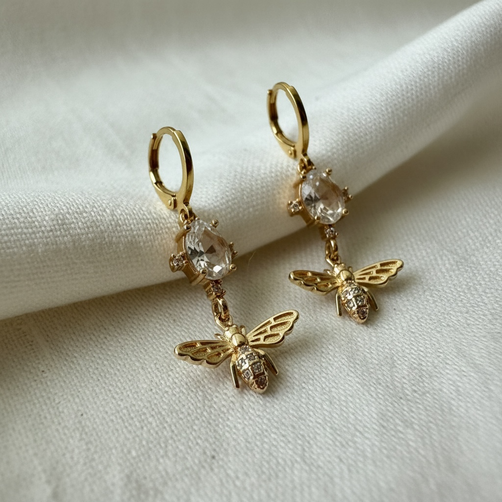 CZ Bee Earrings